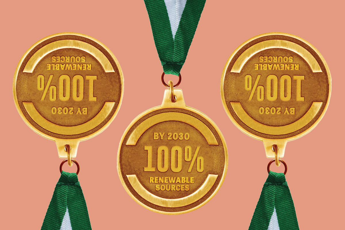 Gold Medal 100% renewable energy by 2030