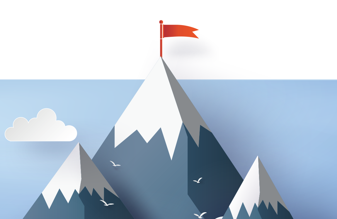 Illustration of mountain with flag