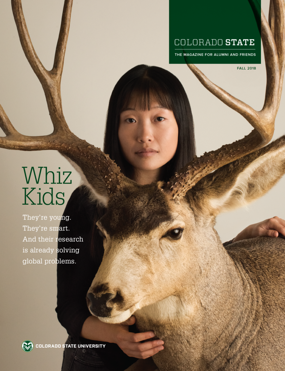 Woman with a deer on cover of CSU Magazine
