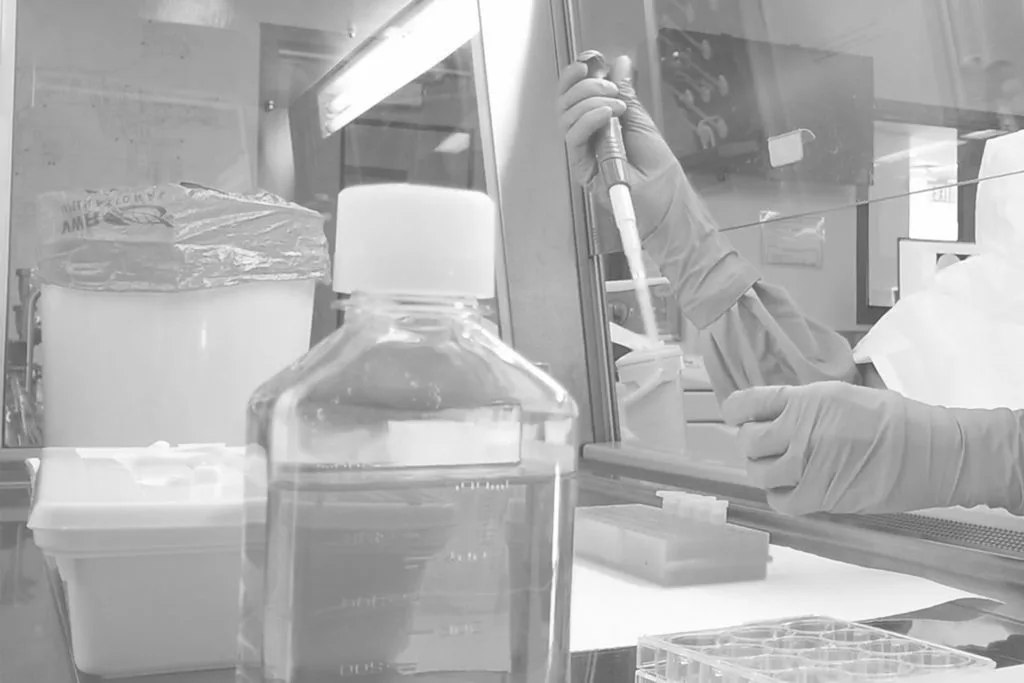 Black and white photo of lab equipment