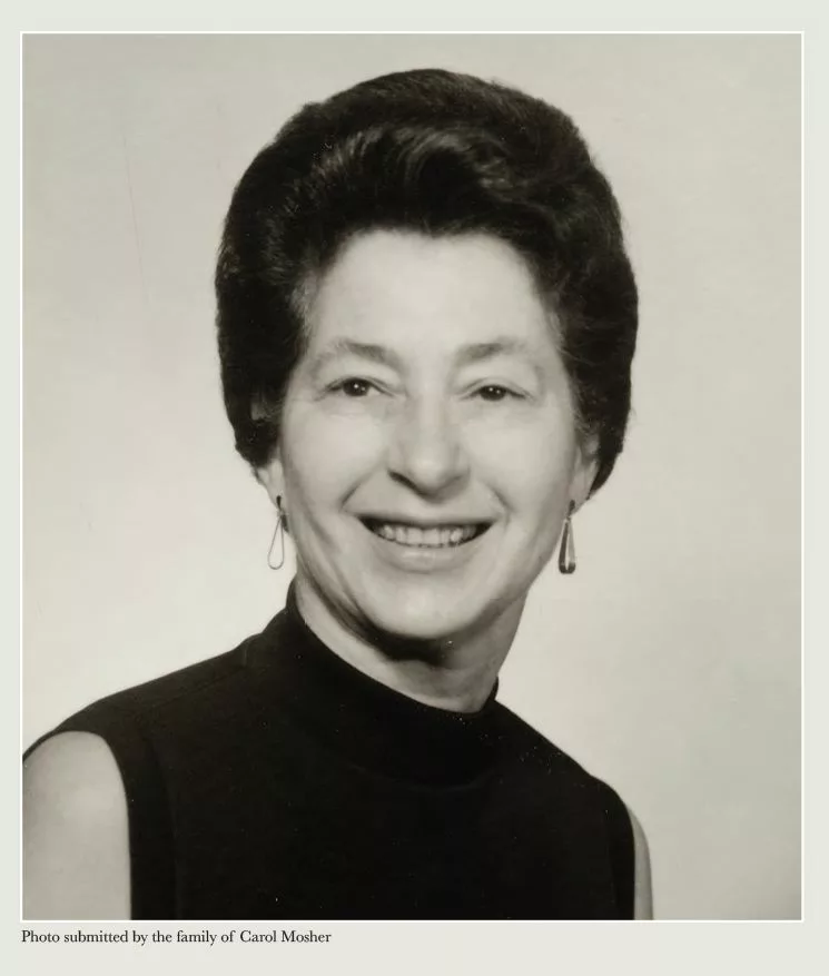 Black and white portrait of Carol Mosher